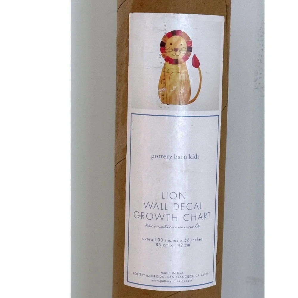 Pottery Barn Kids Lion Wall Decal Growth Chart Nursery Decor 33x56